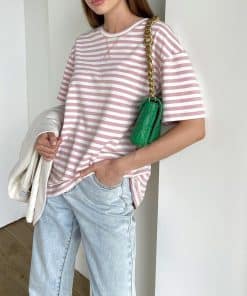 Summer Short Sleeve Striped T-ShirtsTopsvariantimage2WOTWOY-Summer-Short-Sleeve-Striped-T-Shirts-Women-Knitted-Basic-Casual-Tops-Female-Cozy-Loose-Cotton