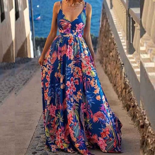 Women’s Elegant Chic Slit Maxi DressDressesvariantimage3Women-Elegant-Chic-Slit-Beach-Maxi-Dress-Summer-Sexy-V-Neck-Floral-Print-Sling-Dress-Fashion