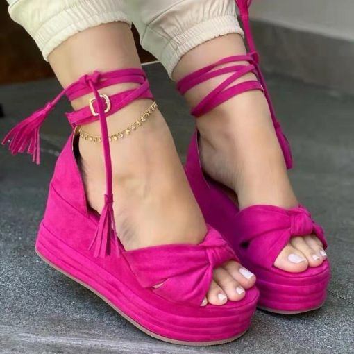 Women’s Fashion Casual Wedge SandalsSandalsvariantimage3Women-Wedges-Sandals-Summer-Fashion-Lacing-Solid-Round-Head-Casual-Office-Party-Wedding-Shoes-Ladies-Sandals