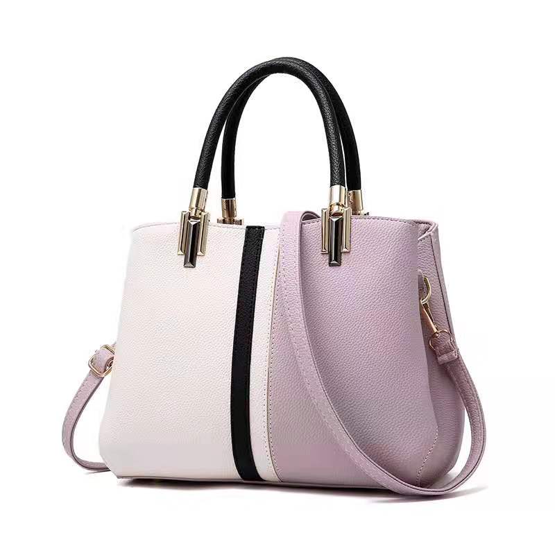 New Color Matching Trendy Fashion PU Leather Handbags – Miggon