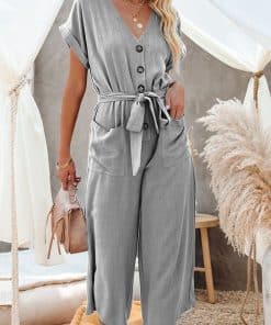 Women’s Summer Casual Fashion V Neck Rompers JumpsuitsSwimwearsvariantimage4Loose-Jumpsuit-for-Women-Summer-Casual-Beach-Style-Fashion-V-Neck-Rompers-Short-Sleece-Belted-Mid