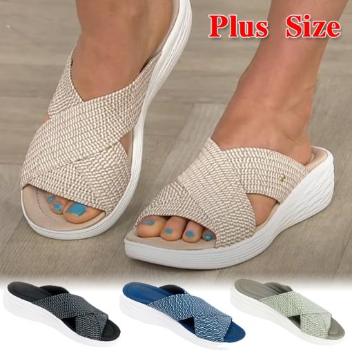 Casual Comfortable Platform Ladies SlippersSandalsmainimage02021-Fashion-Women-s-Slippers-Summer-Outdoor-Beach-Female-Flats-Plus-Size-Slipper-Casual-Comfortable-Platform