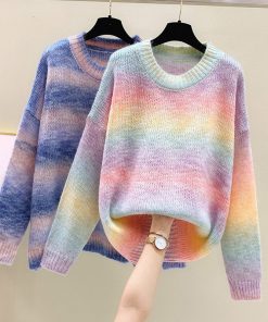 Women’s Multi-Color Fashion SweatersTopsmainimage0Knitwear-Sweater-Women-2020-New-Spring-Autumn-Knitted-Shirt-Long-Sleeve-Loose-Color-Pullover-Casual-O
