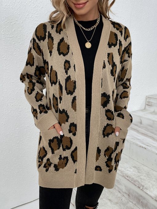 New Autumn Winter Leopard Print Cardigan SweaterTopsmainimage0New-Autumn-Winter-Leopard-Print-Cardigan-Sweater-Women-Oversize-Jacket-Loose-Green-Thick-Warm-Knitted-Cardigan