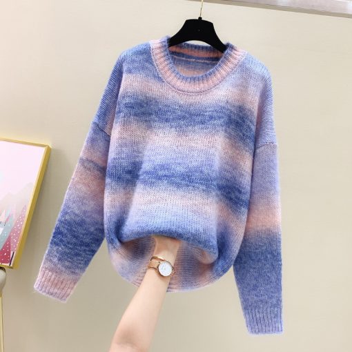 Women’s Multi-Color Fashion SweatersTopsmainimage1Knitwear-Sweater-Women-2020-New-Spring-Autumn-Knitted-Shirt-Long-Sleeve-Loose-Color-Pullover-Casual-O