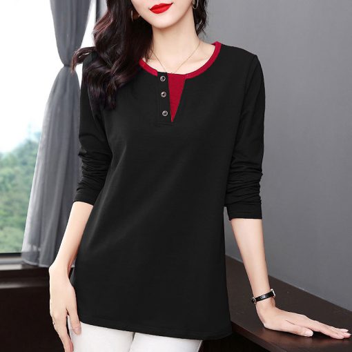 Women’s Full Sleeve New Fashion T ShirtsTopsmainimage22022-Spring-New-Fashion-T-Shirt-Woman-O-Neck-Long-Sleeve-T-shirt-Woman-Korean-Style