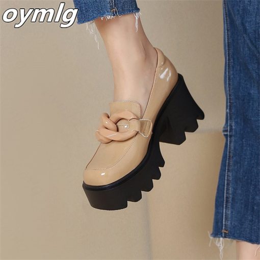 Women’s High Thick Heel ShoesFlatsmainimage3Spot-model-2022-early-spring-new-high-heeled-water-table-metal-decoration-solid-color-single-shoes