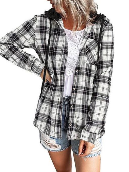 Women’s Hooded Button Up Plaid ShirtsTopsmainimage42022-Autumn-Plaid-Shirt-Women-Hooded-Button-Up-Shirt-Female-Ladies-Loose-Checkered-Shirt-For-Women