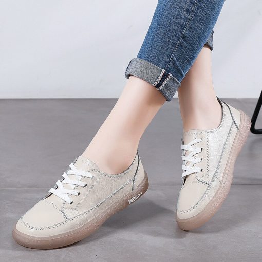 New Women’s Genuine Leather Casual Lace Up SneakersFlatsvariantimage02021-2022-New-Autumn-Genuine-Leather-for-Women-s-Sneakers-Casual-Shoes-Black-Ballet-Flats-Lace