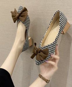 3.5cm Retro Houndstooth Pattern Mid-Heel ShoesSandalsvariantimage03-5cm-Retro-Houndstooth-Pattern-Mid-heel-Summer-and-Autumn-Sweet-Breathable-and-Comfortable-Bow-Female