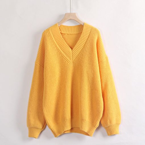 Autumn Winter Knitted Women’s Pullover SweatersTopsvariantimage0GIGOGOU-Autumn-Winter-Knitted-Women-Pullover-Sweater-Thick-Warm-V-Neck-Casual-Jumper-Oversized-Soft-Loose