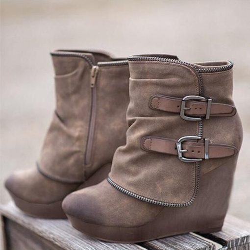 Women’s Fashion Ankle BootsBootsvariantimage1Fashion-Ankle-Boots-for-Women-Suede-Wedges-Zipper-Solid-Color-Short-Booties-Round-Toe-Shoes-Boots