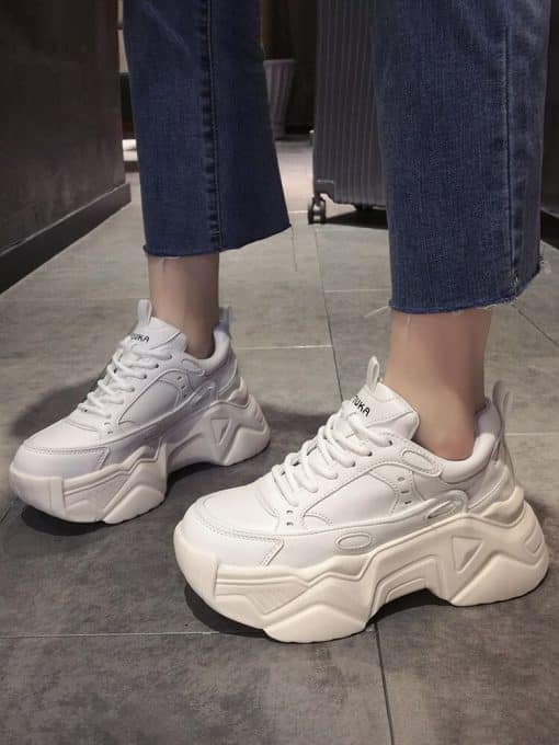 Women’s Platform Casual Leather Comfortable Sneakers – Miggon