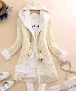 Thick Warm Inside Fleece Padded Horn Button Hooded SweatersTopsvariantimage4JAYCOSIN-Women-Parkas-Coat-Cashmere-Thick-Warm-Inside-Fleece-Padded-Horn-Button-Hooded-Coat-Winter-Casual