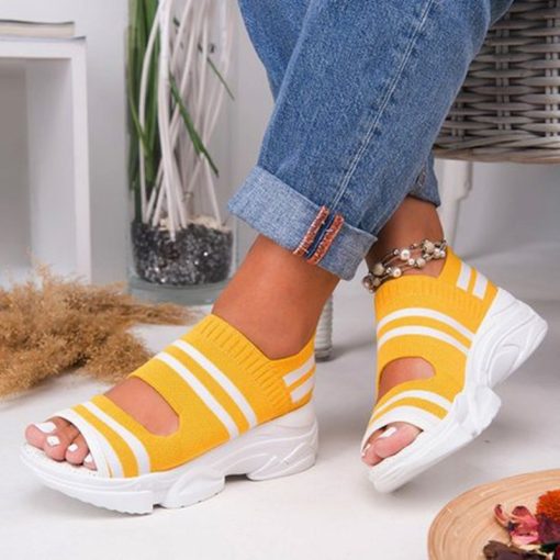 New Women’s Platform Comfortable SandalsSandalsvariantimage4New-Women-Sandals-2022-High-Heels-Platform-Women-Shoes-Summer-Female-flats-Knitting-Slip-On-Peep