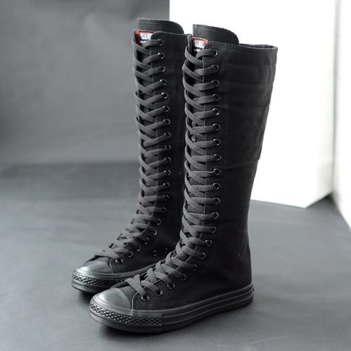 Women’s Canvas Casual Long BootsBoots2021New-Spring-Autumn-Women-Shoes-Canvas-Casual-High-Top-Shoes-Long-Boots-Lace-Up-Zipper-Comfortable.jpg_640x640