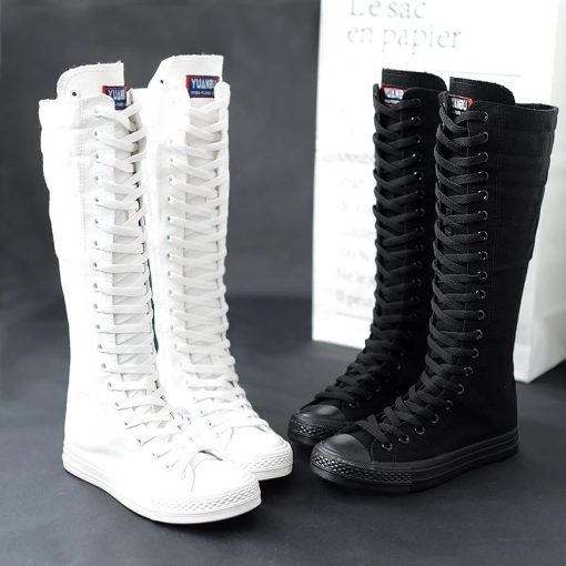 Women’s Canvas Casual Long BootsBoots2021New-Spring-Autumn-Women-Shoes-Canvas-Casual-High-Top-Shoes-Long-Boots-Lace-Up-Zipper-Comfortable.jpg_Q90.jpg_