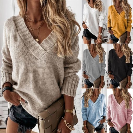 Women’s Oversize Knitted SweatersTops2022-Long-Knitted-Autumn-Women-Oversize-Sweater-Winter-V-Neck-Blue-Thick-Knit-Pullover-Sleeve-White.jpg_Q90.jpg_