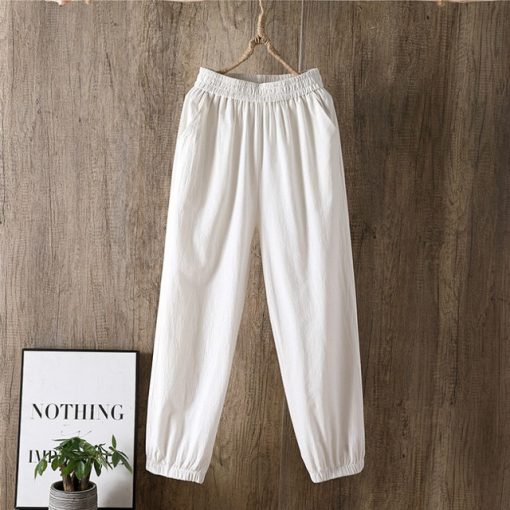 Women’s Elastic Waist Solid Pockets Retro Loose Harem Pants TrousersBottoms2022-Spring-Summer-Casual-Cotton-Linen-Pants-Women-Elastic-Waist-Solid-Pockets-Retro-Loose-Women-s.jpg_640x640-1