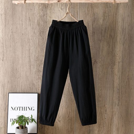 Women’s Elastic Waist Solid Pockets Retro Loose Harem Pants TrousersBottoms2022-Spring-Summer-Casual-Cotton-Linen-Pants-Women-Elastic-Waist-Solid-Pockets-Retro-Loose-Women-s.jpg_640x640-2