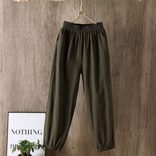 Women’s Elastic Waist Solid Pockets Retro Loose Harem Pants TrousersBottoms2022-Spring-Summer-Casual-Cotton-Linen-Pants-Women-Elastic-Waist-Solid-Pockets-Retro-Loose-Women-s.jpg_640x640