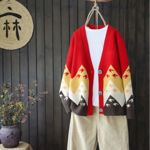 Women’s Color Matching Knitted Cardigan SweatersTopsColor-Matching-Knitted-Cardigan-Women-s-Korean-Sweater-Coat-Long-Button-Popular-Retro-All-match-Chic.jpg_640x640-1