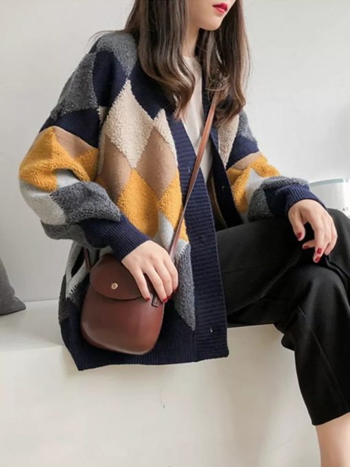 New Fashion Plaid Cardigan Button Checkered SweatersTopsColorfaith-2022-Plaid-Chic-Cardigans-Button-Puff-Sleeve-Checkered-Oversized-Women-s-Sweaters-Winter-Spring-Sweater.jpg_-1