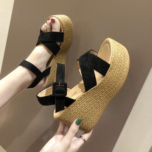 Women’s Luxury High Heel Fashion Gladiator SandalsSandalsFashion-Womens-Shoes-2021-Black-Platform-Sandals-With-Heel-Suit-Female-Beige-Buckle-Strap-Muffins-shoe.jpg_640x640