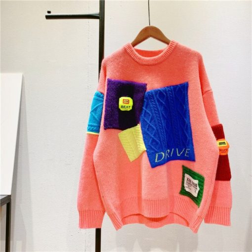 High Quality Women’s Full Sleeve Pullover Crew Neck SweatersTopsHigh-Quality-Women-Girl-full-Sleeve-Pullover-Crew-neck-cute-Patchwork-Pink-Purple-Casual-Loose-sweaters.jpg_640x640-2