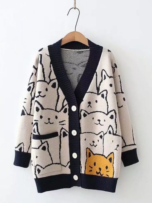 Women’s Cartoon Cat Knitted Cardigan SweatersTopsMerry-Pretty-Cartoon-Cat-knitted-cardigans-Jumper-Autumn-Winter-Womens-Harajuku-Sweater-coat-O-Neck-Long.jpg_-2