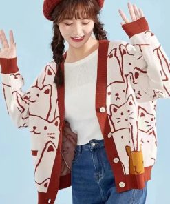 Women’s Cartoon Cat Knitted Cardigan SweatersTopsMerry-Pretty-Cartoon-Cat-knitted-cardigans-Jumper-Autumn-Winter-Womens-Harajuku-Sweater-coat-O-Neck-Long.jpg_
