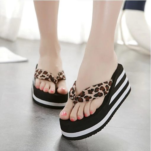 Platform Sandals Women Slipper High Heel Zapatillas Summer Shoes Fashion Wedges Slippers Black Pantufa Home Bathing Flip Flops
