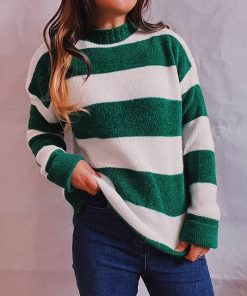 Women’s Autumn Winter Basic Knitted O-Neck SweatersTopsSpring-Autumn-Basic-Knitted-Sweaters-Women-O-Neck-Casual-Loose-Sweaters-Elegant-Female-Long-Sleeve-Striped.jpg_640x640-1