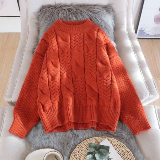 Women’s Oversize O-Neck SweatersTopsY2k-Collar-Sweater-Women-argyle-Spring-winter-Solid-Knitting-Pullovers-Oversize-Basic-Black-Blue-White-Jumper.jpg_640x640