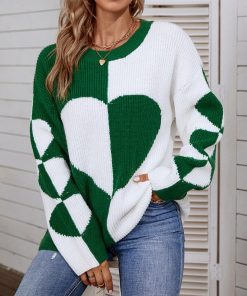 New O Neck Heart Knitted SweatersTopsmainimage02022-New-O-Neck-Heart-Knitted-Sweater-Women-Pullover-Knitwear-Korean-Style-Kawaii-Jumper-Winter-Casual