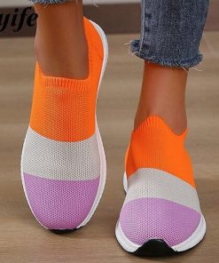 Women’s Mix Color Breathable SneakersFlatsmainimage02022-Women-s-Breathable-Sneakers-Spring-Knitted-Fabric-Ladies-Mix-Colors-Slip-On-Comfy-Loafers-35