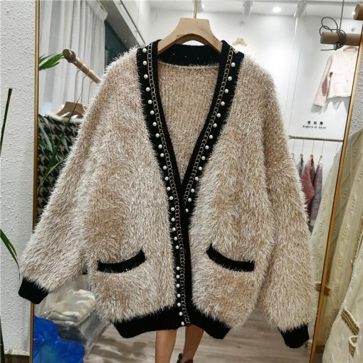 Autumn Winter Loose Temperament Beaded Knitted SweatersTopsmainimage0Autumn-And-Winter-Loose-Temperament-Beaded-Knitted-Sweater-Women-2022-New-Fashion-Ladies-Long-sleeved-Cardigan