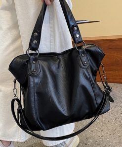 Women’s Large Capacity Solid Color Zipper Leather HandbagsHandbagsmainimage0Big-Black-Shoulder-Bags-For-Women-Large-Capacity-Shopper-Bag-Solid-Color-Zipper-Leather-Crossbody-Bag