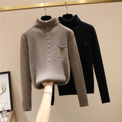 Women’s Turtleneck Knitted Stylish SweatersTopsmainimage0Black-Turtleneck-Korean-Style-Fashion-Pullovers-For-Women-S-Ladies-Sweater-2022-Clothes-Tops-Blouse
