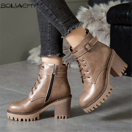 Women’s High Heel Lace Up Ankle BootsBootsmainimage0Boots-Women-2022-Winter-Shoes-Woman-High-Heel-Lace-Up-Ankle-Boots-Buckle-Platform-Artificial-Leather