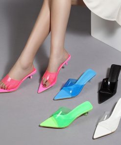 Women Sexy Pointed Open Toe Shallow Slider SlippersSandalsmainimage0Red-Green-PVC-Transparent-Jelly-Shoes-For-Women-Sexy-Pointed-Open-Toe-Shallow-Slider-Slippers-Ladies