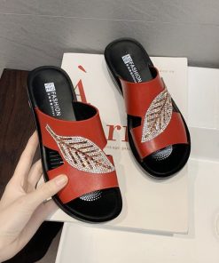 Women’s Summer New Feather Comfortable SlippersSandalsmainimage0Summer-Women-New-Slippers-with-Slope-with-Large-Size-Middle-aged-Elderly-Shoes-Non-slip-Comfortable