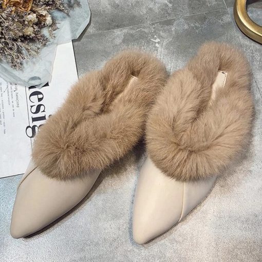 Women’s Fur Fashion Pointed Toe Sandals Slippers MulesSandalsmainimage0Women-Furry-Slippers-Autumn-2021-Fashion-Pointed-Toe-Mules-For-Woman-Ladies-Warm-Fur-Casual-Flats-1