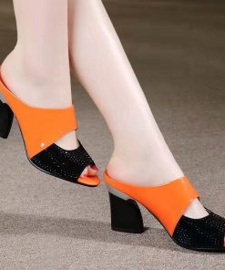 Women’s Fashion Trendy Open Toe Mom SandalsSandalsmainimage0Women-Sandals-Square-Heel-2022-Summer-Shoes-Woman-Fashion-Slides-Cut-out-Open-Toe-Slip-On