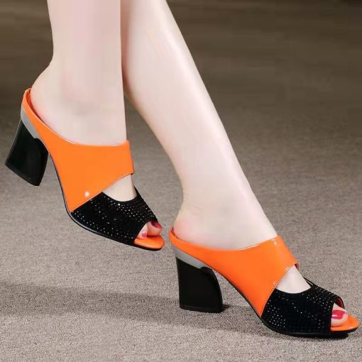 Women’s Fashion Trendy Open Toe Mom SandalsSandalsmainimage0Women-Sandals-Square-Heel-2022-Summer-Shoes-Woman-Fashion-Slides-Cut-out-Open-Toe-Slip-On