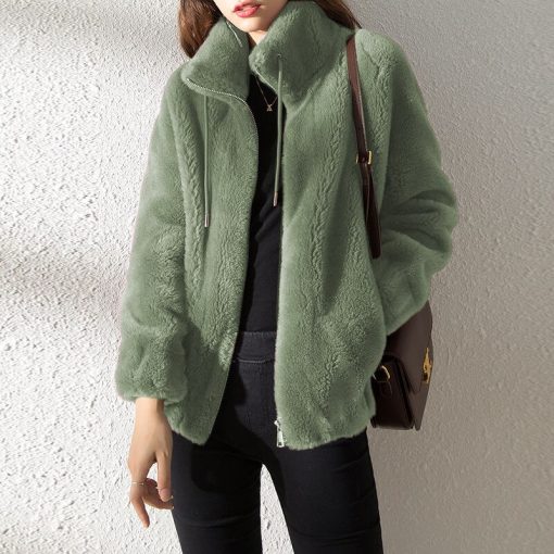 Women’s Fleece Warm Stand Collar Long Sleeve JacketsTopsmainimage0Women-s-Green-Fleece-Warm-Stand-Collar-Long-Sleeve-Jacket-Autumn-Korean-Fashion-Brown-Plus-Size