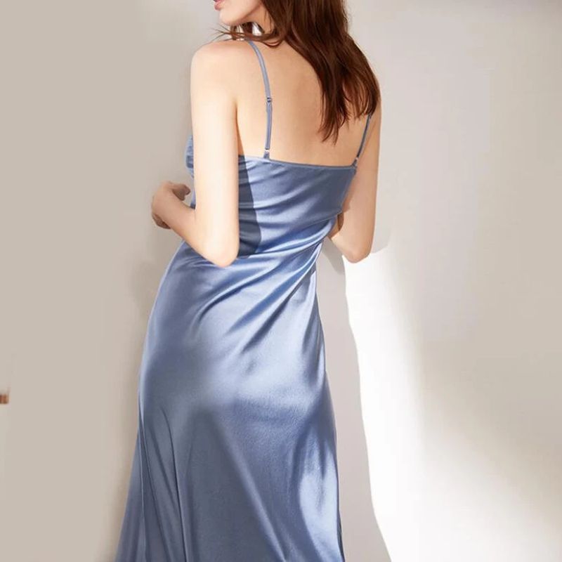 Women’s Adjustable Strap Satin Maxi Long Party Dress – Miggon