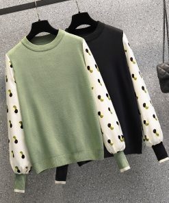Black Green Dot Stitch Fashion Stylish Pullover SweatersTopsmainimage1Black-Green-Dots-Stitch-Korean-Style-Fashion-Pullovers-For-Autumn-Women-S-Clothing-Ladies-Sweater-2022