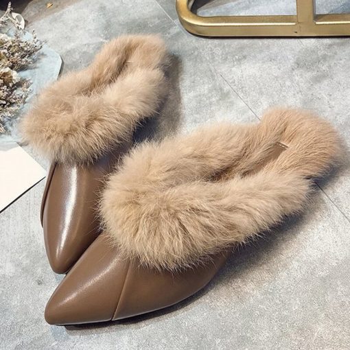 Women’s Fur Fashion Pointed Toe Sandals Slippers MulesSandalsmainimage1Women-Furry-Slippers-Autumn-2021-Fashion-Pointed-Toe-Mules-For-Woman-Ladies-Warm-Fur-Casual-Flats-1