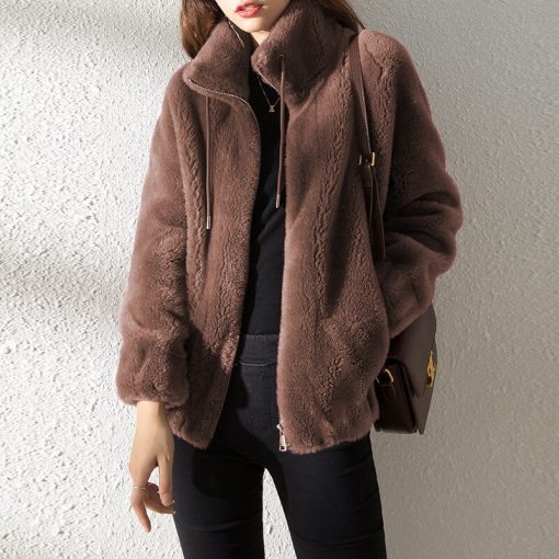 Women’s Fleece Warm Stand Collar Long Sleeve JacketsTopsmainimage2Women-s-Green-Fleece-Warm-Stand-Collar-Long-Sleeve-Jacket-Autumn-Korean-Fashion-Brown-Plus-Size